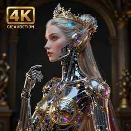 vibrant ultra clear sideview portrait of beautiful cybernetic princess, pretty cyborg by laurie greasley magritte gustave dore, low contrast, cinematic dramatic lighting, hyper realistic detailed intricate render, hypermaximalist, ornate, epic composition, 4 k 8 k, octane blender, sharp focus, concept art, masterpiece award winning