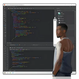 editing code, vs studio, by scott uminga trending on artstation, trending on deviantart,