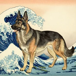 Kurdish shephard, woodblock print by the Japanese ukiyo-e artist Hokusai, incredibly detailed, award winning art