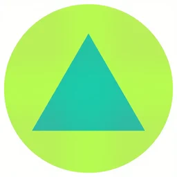 a teal triangle inside a chartreuse circle