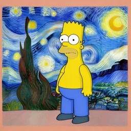 A drawing of the Simpsons in the style of Van Gogh