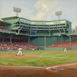 painting of boston by michel delacroix, fenway park in the background, very detailed, high quality