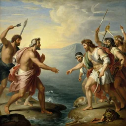 illustration of the parting of the Red Sea, Biblical, realistic painting, classical painting, high definition, digital art, matte painting, very detailed, realistic