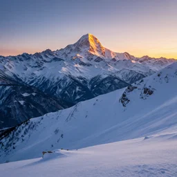 beautiful snowy mountain landscape with a majestic sunrise and, art, high detail, high definition, photorealistic, hdr,