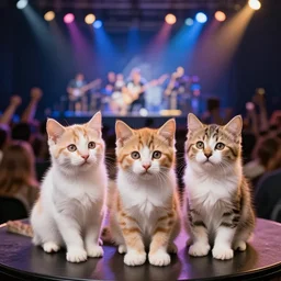 an amazing award winning photo of kittens in concert, very detailed and sharp, 4k hdr, masterpiece
