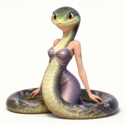 an antromorphic snake girl wearing a dress