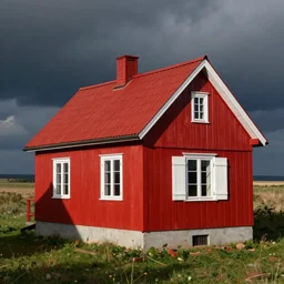 a ( ( ( ( ( red ) ) ) ) ) house