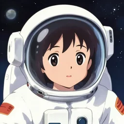 anime visual, illustrated portrait of a young astronaut girl floating in space, cute face by ilya kuvshinov, yoshinari yoh, makoto shinkai, katsura masakazu, dynamic pose, detailed facial features, kyoani, rounded eyes, crisp and sharp, cel shad, anime poster, halftone shading, christopher balaskas, dithered