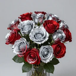 silver red roses