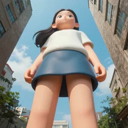 perspection art by wlop : upwards perspective : giant girl