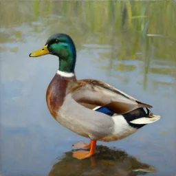 a duck on the prowl oil painting Jacob Collins