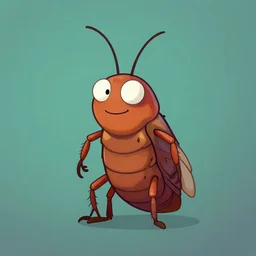 anthropomorphous cockroach character, 2d, cartoon style, cute, by Tim Burton