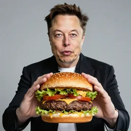 elon musk introducing his new hamburger, 4k