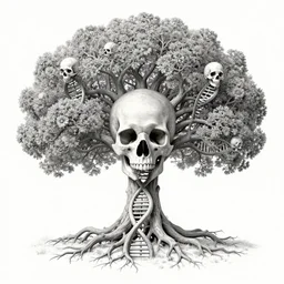 human dna is rooted human skull! tree!!!, fantasy. precisionism, coherent symmetry, intricate environment by elsie driggs, peter blume, greg rutkowski