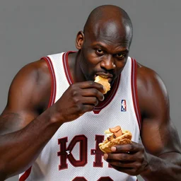 hyper - realistic digital painting of shaquille o'neal eating a mini al pacino, 3 d, 4 k, gta, concept art