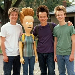a movie still of the beavis and butthead movie played by teenage actor look - alikes