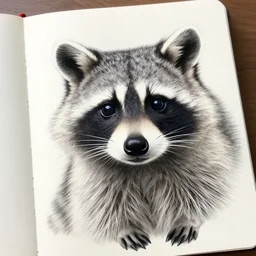 raccoon sketchbook page, magnificent, close up, details, sharp focus, elegant, highly detailed, illustration, by jordan grimmer and greg rutkowski, intricate, beautiful, trending artstation, pixiv, digital art