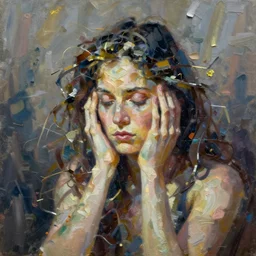 the abstract concept of anxiety, oil painting, dynamic lighting, hard brushstroke, elegant, intricate, detailed