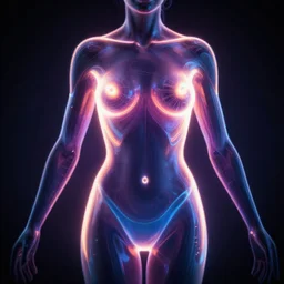 3 d neon art of a womens body, highly detailed