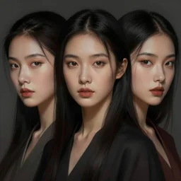 beautiful women with oriental faces, character portrait, sharp, digital matte painting, art by luis royo, greg rutkowski, dramatic lighting, trending on artstation