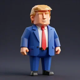 Donald Trump 3d render, low poly, ray tracing