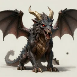 A beast With two horns that speaks like a dragon , digital Art, Greg rutkowski, Trending artstation, cinematographic, hyperrealistic