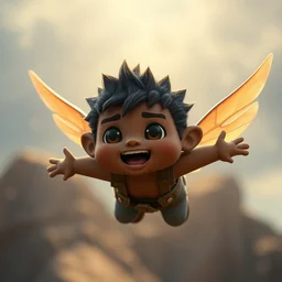 kanye as nendoroid flying in the croods movie style, anime, disney, pixar, 8 k, hd, dof, kodak film, volumetric lighting, subsurface scattering, photorealistic, octane render, details
