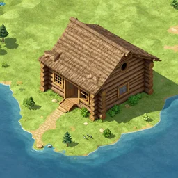 log cabin,isometric MAP by Sid Meier\'s Civilization VI ,by Craig Mullins