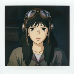 a polaroid film still of a sad 1 9 5 0's aviator girl crying, sad dramatic mood, finely detailed features, perfect art, gapmoe yandere grimdark, trending on pixiv fanbox, painted by greg rutkowski makoto shinkai takashi takeuchi studio ghibli, akihiko yoshida,