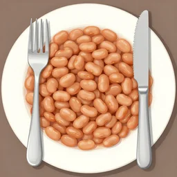 fork and knife and beans