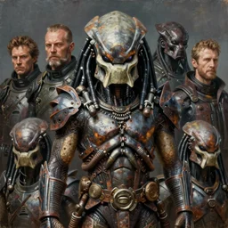 a portrait of a yautja predator by chris warner, sci fi, predator movie, rusty shapes, hard surface, biotechnology, dariusz zawadzki, tim hildebrandt, wayne barlow, bruce pennington, donato giancola, larry elmore, oil on canvas, deep depth field, masterpiece, trending on artstation, featured on pixiv, cinematic composition, hyper - detailed, hd, hdr, 4 k, 8 k