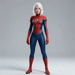 full body portrait of white haired girl in spider man suit, super hero, webs, highly detailed, very beautiful face, very detailed eyes, digital art, artstation, concept art, smooth, sharp focus, greg rutkowski, wlop