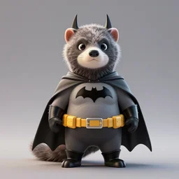 A ferret as Batman, 3D render, Cinema 4D