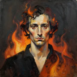 portrait. abstract matte painting of a man on fire. Goya, ArtStation, CGSociety, Unreal Engine