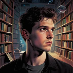 consciousness portrait in space, matte painting, dynamic comic book art, dream space expansion into the living library, cinematic, trending on artstation