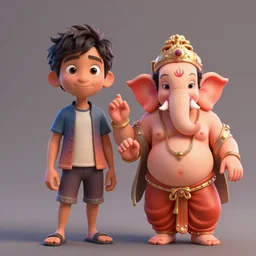 ganesh and siddhartha as a pixar disney characters from up 2 0 0 9 unreal engine octane render 3 d render photorealistic