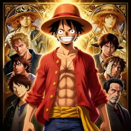 highly detailed vfx portrait of monkey d. luffy, stephen bliss, greg rutkowski, loish, rhads, beeple, makoto shinkai, tom bagshaw, alphonse mucha, global illumination, sharp focus, art by artgerm and greg rutkowski, stanley kubrick, best of behance, cinematic lighting