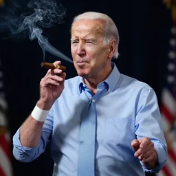 a photo of joe biden smoking a cigarrette