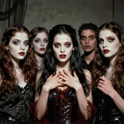 7 0 s film still from a horror movie about real life anorexic vampires, kodachrome, cinecolor, cinestill, film grain, film texture, retro, cinematic, high resolution, photorealism,