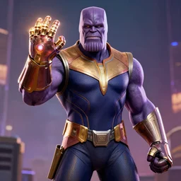 Thanos as a woman wielding the infinity gauntlet