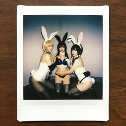 polaroid photo photo of the rabbit cosplayers mirror ritual