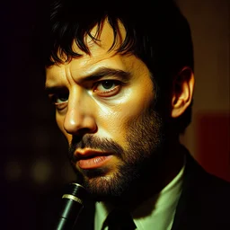 pulp fiction close up portrait photo of matrix smith, cinematic lighting, sharp focus, close up photo digital colored stipple by edward gorey and guy denning