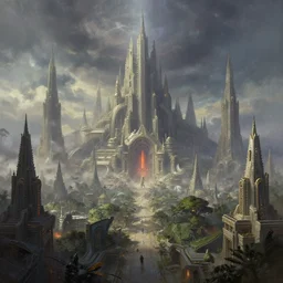 great capital city of a malevolent intergalactic empire, a sci-fi digital painting by Greg Rutkowski and James Gurney, trending on Artstation, eerily beautiful, highly detailed