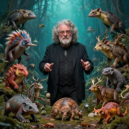 science collection of strange animals, guillermo del toro, science fiction, rich colors