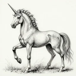 lovecraftian demon infested an unicorn, anatomical drawing