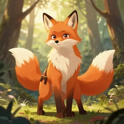 a medieval anthropomorphic fox furry fursona with a fluffy tail in a forest, backlighting, trending on artstation, cartoon, trending on furaffinity, furry art, by kawacy, warm lighting, digital art
