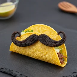 an award winning still photo of a taco mustache made out of taco
