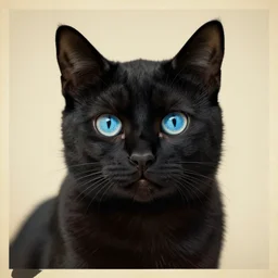 black cat with blue eyes, vintage poster