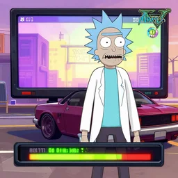 Rick and Morty in a GTA V cover art, GTA loading screen, GTA V cover style, in the style of a GTA V loading illustration