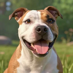 a bullterrier dog happy, ultra detailed, photoreal, pixar